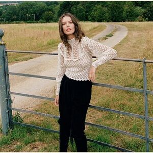 Doen Heirloom Amity Hand knit Crochet Sweater NWT